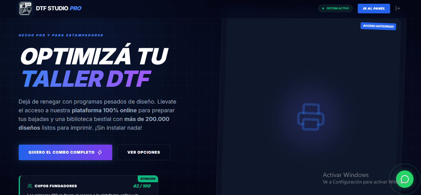Captura del proyecto DTF Studio Pro