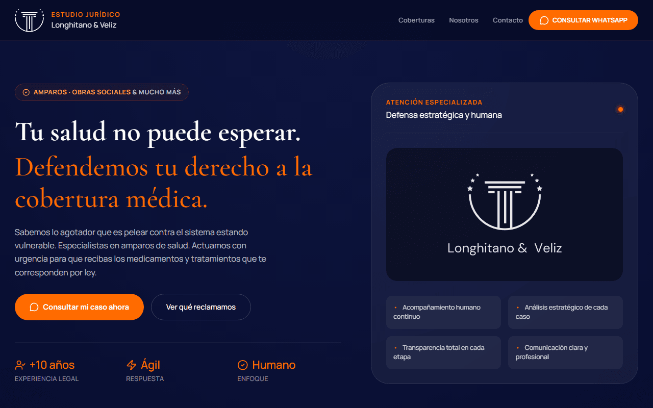 Captura del proyecto Estudio Jurídico L&V
